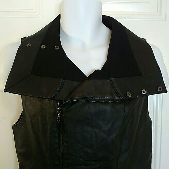 Echo motto faux leather vest with sweater back - Picture 2 of 8